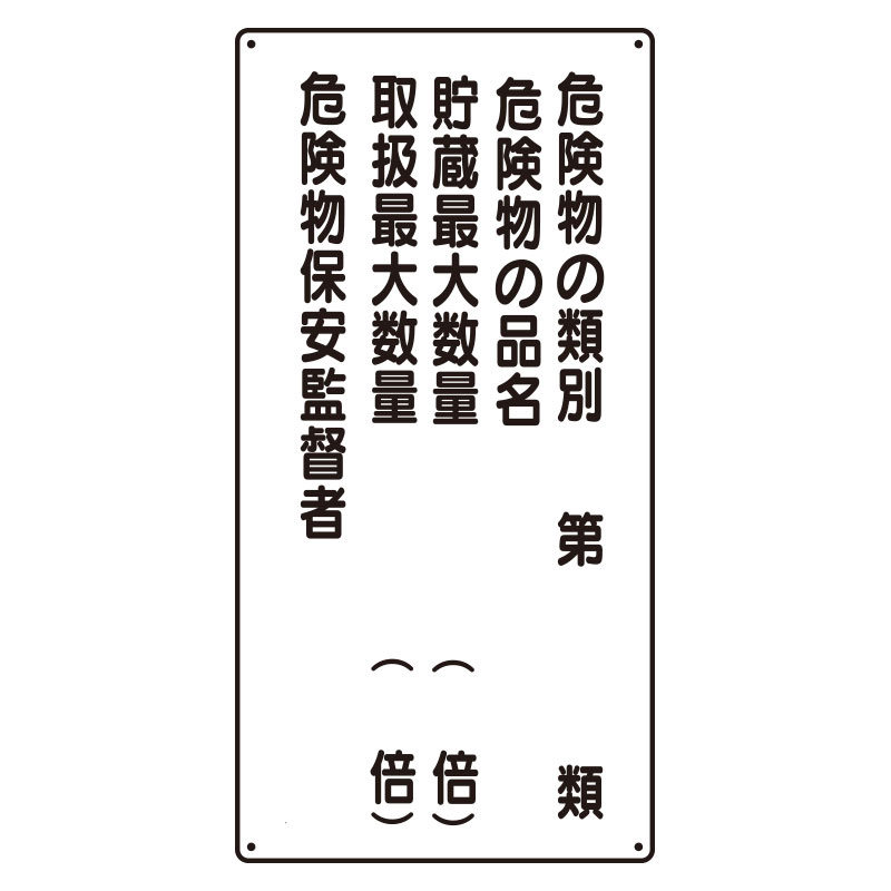 危険物標識 タテ「危険物の類別5行」鉄板 319-16(319-16)