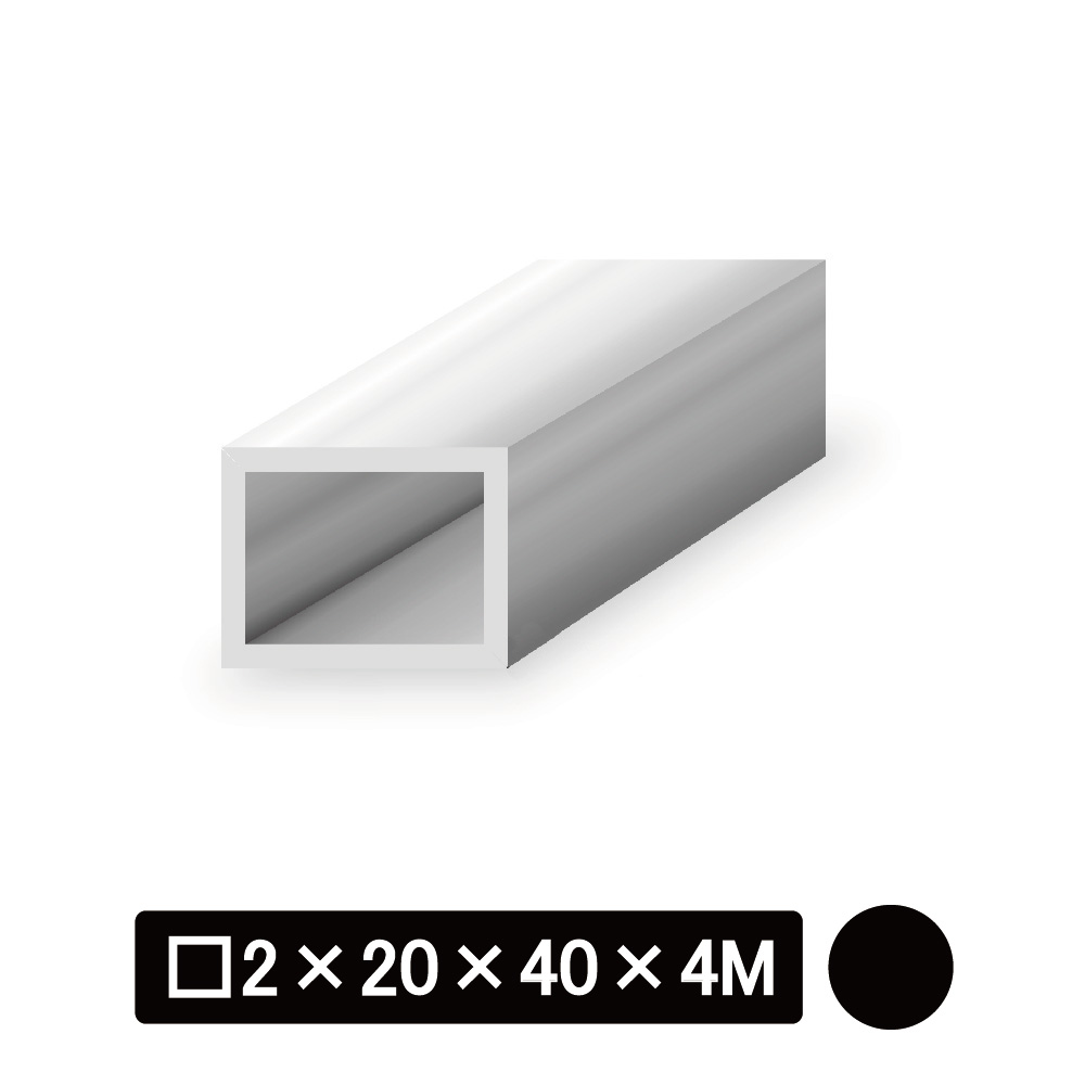 アルミ不等辺角パイプ/アルマイト付 □2×20×40×4M　ブラック
