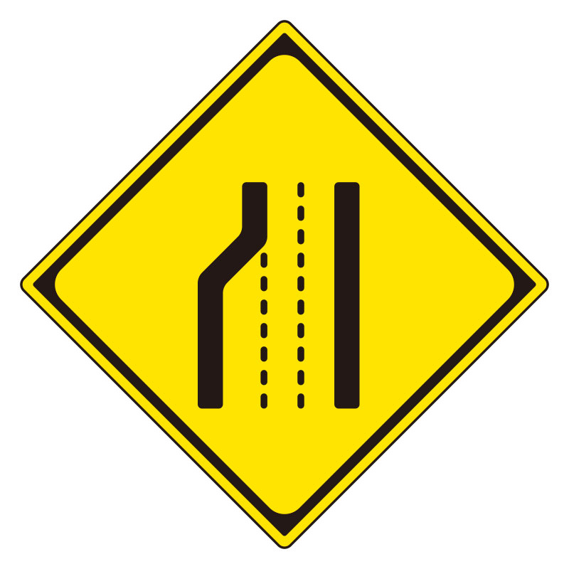 道路標識 警戒標識 車線数減少（211）片面表示 894-45B(894-45B)