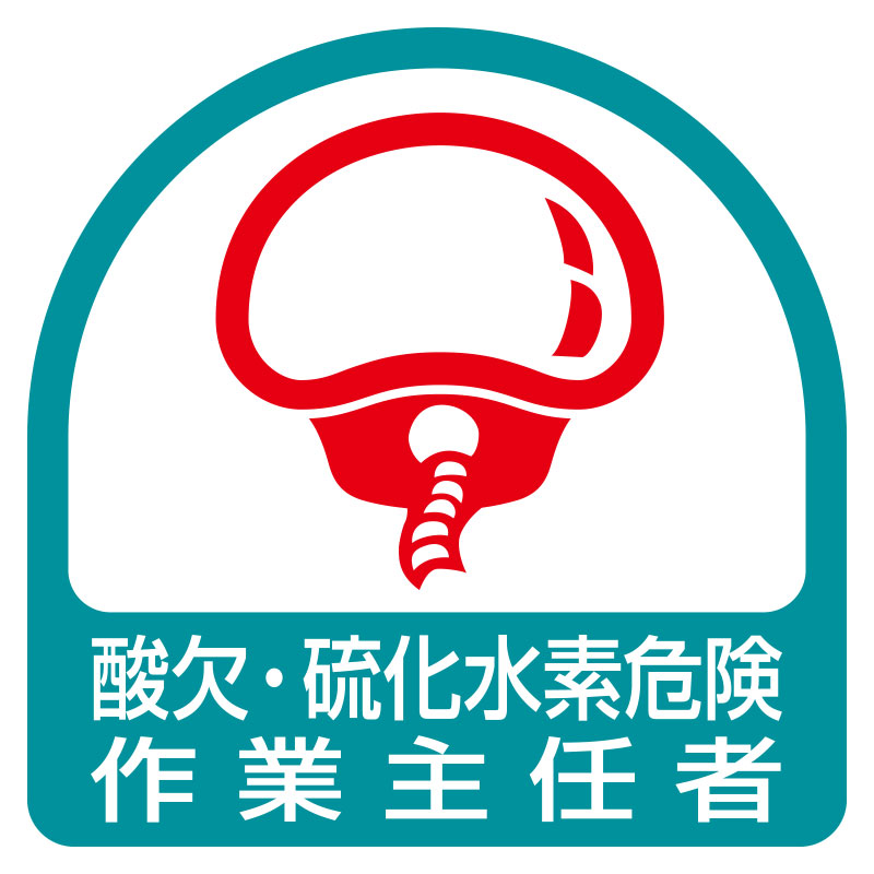 ヘルメット関連用品 作業主任者ステッカー「酸欠・硫化水素危険作業主任者」2枚組 851-76(851-76)