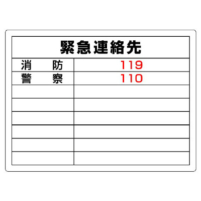 高圧ガス関係標識 緊急連絡先 827-60(827-60)