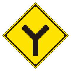 道路標識 警戒標識 Y型道路交差点あり（201-D）片面表示 894-33B