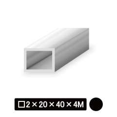 アルミ不等辺角パイプ/アルマイト付 □2×20×40×4M　ブラック