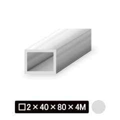アルミ不等辺角パイプ/アルマイト付 □2×40×80×4M　シルバー