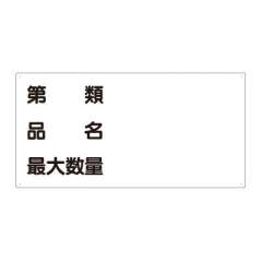 危険物標識「第類 品名 最大数量」エコユニボード 830-72