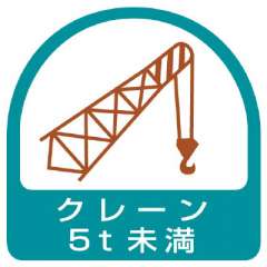 ヘルメット関連用品 作業管理関係ステッカー「クレーン5t未満」2枚組 851-66