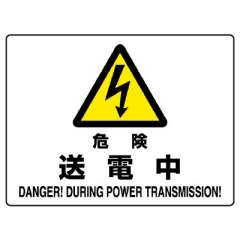 JIS規格安全標識板　危険　送電中　804-52B