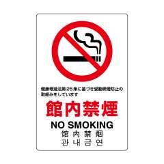 JIS規格安全標識ステッカー　館内禁煙　803-142A
