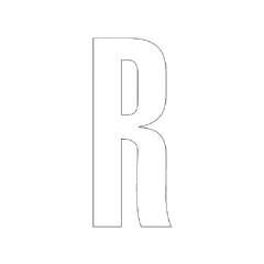 路面表示シート「R」H300×W150mm ホワイト 835-108W