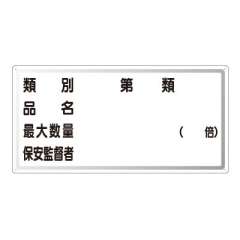 危険物標識 ヨコ  危険物の類別・保安監督者等 鉄板 828-54