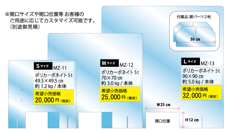 防犯＆飛沫防止パーテーション あんしんガードバン(MZ-11 / MZ-12 / MZ-13)_s1