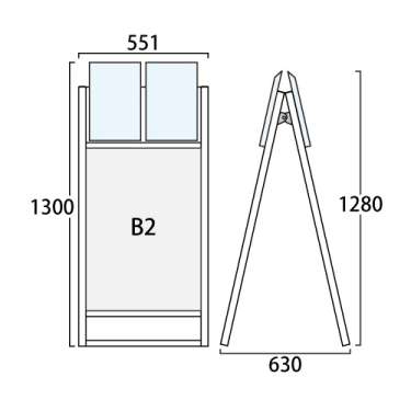 フラットオープンスタンド看板カタログケース付 B2 両面 FOSKK-B2R-G シルバー(FOSKK-B2R-G)_2
