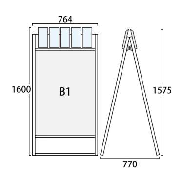 ブラックフラットオープンスタンド看板パンフレットケース付 B1 両面 BFOSKP-B1R-G(BFOSKP-B1R-G)_2