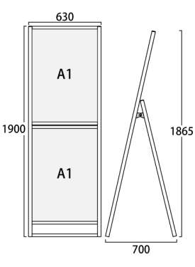 ブラックフラットオープンスタンド看板コンビ A1A1 片面 BFOSKC-A1A1K(BFOSKC-A1A1K)_2