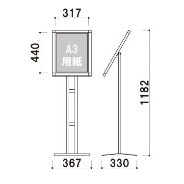 メッセージボードスタンド マーカー用 MS-A3T ブラック(MS-A3T)_2