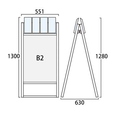 ブラックフラットオープンスタンド看板パンフレットケース付 B2 両面 BFOSKP-B2R-G(BFOSKP-B2R-G)_2