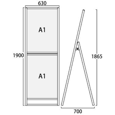 フラットオープンスタンド看板コンビ A1A1 片面 FOSKC-A1A1K シルバー(FOSKC-A1A1K)_2