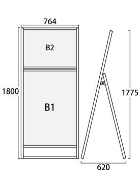 ブラックフラットオープンスタンド看板コンビ B2B1 片面 BFOSKC-B2B1K(BFOSKC-B2B1K)_2