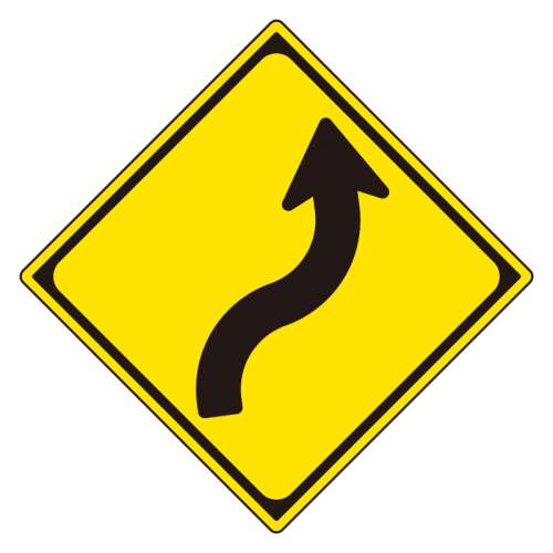 道路標識 警戒標識 右背向屈曲あり（204）片面表示 894-37RB(894-37RB)