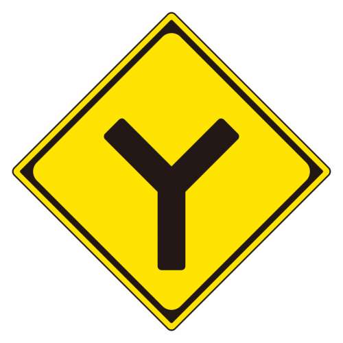 道路標識 警戒標識 Y型道路交差点あり（201-D）片面表示 894-33B(894-33B)