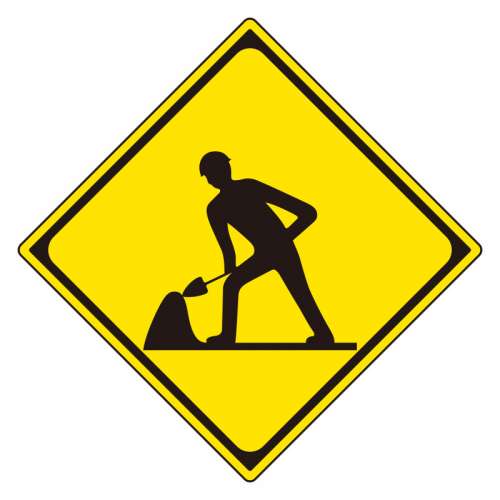 道路標識 警戒標識 道路工事中（213）片面表示 894-48B(894-48B)