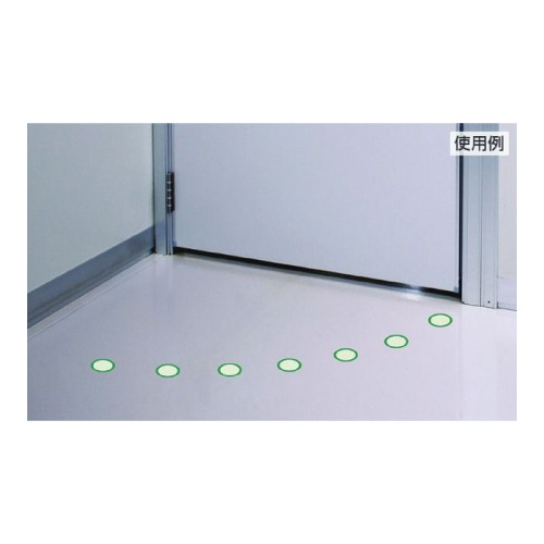 床面用表示ステッカー φ50mm 緑枠 中輝度蓄光タイプ 7枚1組 824-59(824-59)_2