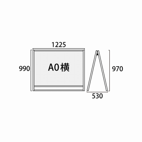 フラットオープンスタンド看板 A0横ロウ 両面 FOSK-A0YLR シルバー(FOSK-A0YLR)_2