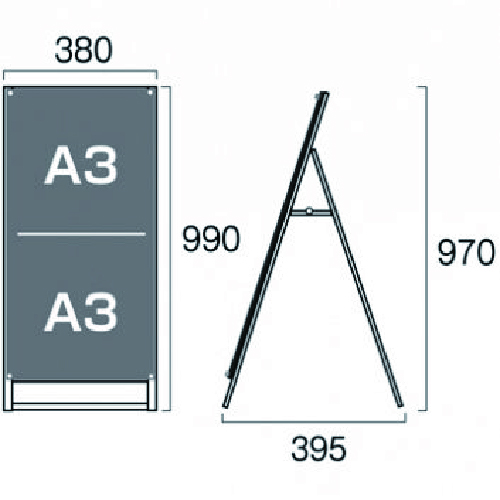 ポスター用スタンド看板マグネジ　PSSKMN-A3TTKW(PSSKMN-A3TTKW)_2