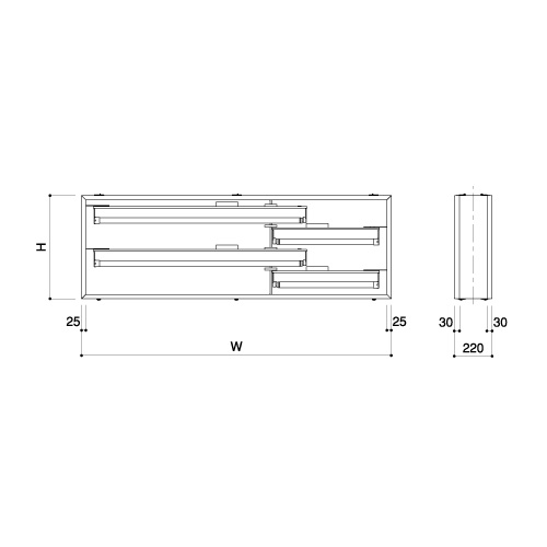 開閉式 壁面・吊下げサイン 両面 W1300×H300×D220mm ブロンズ ADZ-220T型(ADZ 1300×300×220T)_2