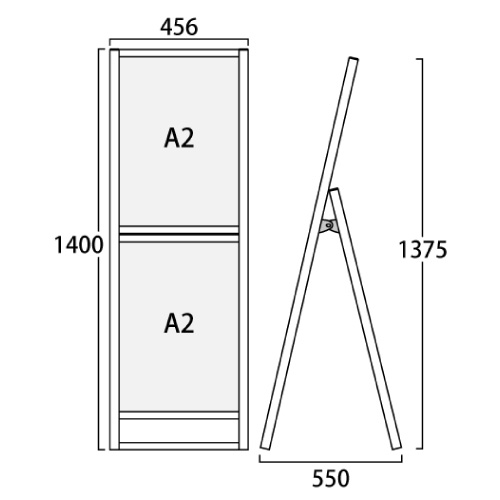 フラットオープンスタンド看板コンビ A2A2 片面 FOSKC-A2A2K シルバー(FOSKC-A2A2K)_2