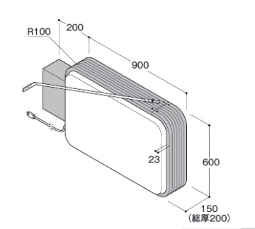 LED小型突出しサイン W900×H600mm 角丸型 両面 シルバー ADR-3215YT-LED （横長）(ADR-3215YT-LED)_2