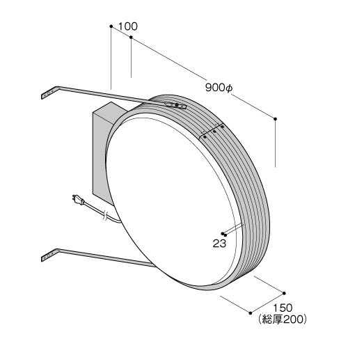 LED小型突出しサイン 900φ 丸型 両面 シルバー ADS-9015T-LED(ADS-9015T-LED)_2