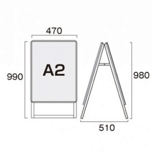 ポスターグリップスタンド看板 PGSK-A2RS 屋内用 A2 両面 シルバー(PGSK-A2RS)_2