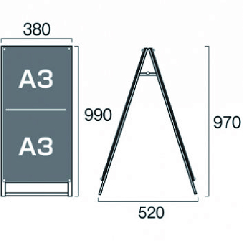 ポスター用スタンド看板マグネジ　PSSKMN-A3TTRB(PSSKMN-A3TTRB)_2