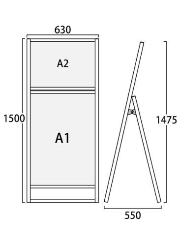 ブラックフラットオープンスタンド看板コンビ A2A1 片面 BFOSKC-A2A1K(BFOSKC-A2A1K)_2