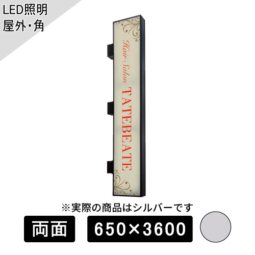 LED突出しサイン W650×H3600mm 角型 シルバー AD-12220NT-LED(AD-12220NT-LED)