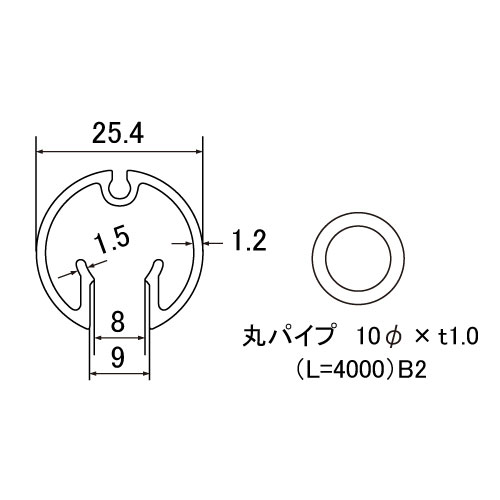 ALバナーパイプ AL-R254 カット対応(AL-R254)_2