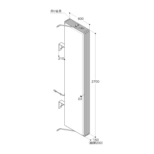 LED突出しサイン W600×H2700mm 角型 ブラック AD-9215T-LED(AD-9215T-LED)_2