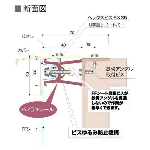 パノラマレール用U字バー U-2 L=2000mm(U-2)_3