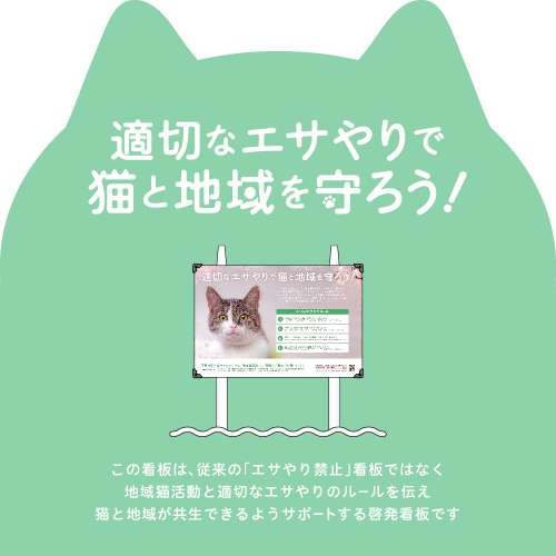 プレート看板 「猫のエサやり」 W900×H600mm 角R 穴5φ6カ所_3