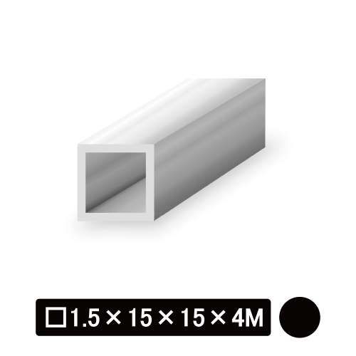 アルミ等辺角パイプ/アルマイト付 □1.5×15×15×4M　ブラック