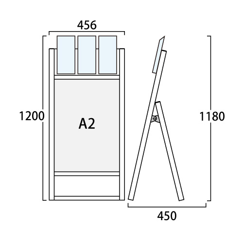 ブラックフラットオープンスタンド看板パンフレットケース付 A2 片面 BFOSKP-A2K-G(BFOSKP-A2K-G)_2