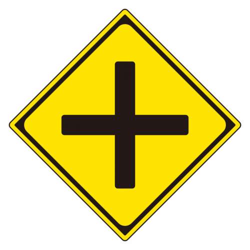 道路標識 警戒標識 十形道路交差点あり（201-A）片面表示 894-30B(894-30B)