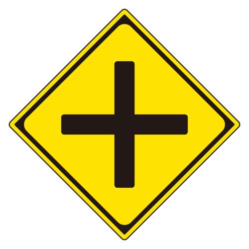 道路標識 警戒標識 十形道路交差点あり（201-A）片面表示 894-30B(894-30B)