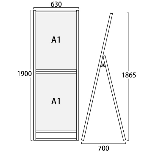フラットオープンスタンド看板コンビ A1A1 片面 FOSKC-A1A1K シルバー(FOSKC-A1A1K)_2