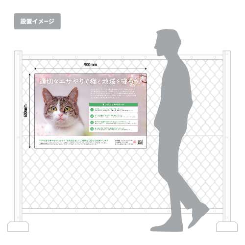 プレート看板 「猫のエサやり」 W900×H600mm 角R 穴5φ6カ所_2
