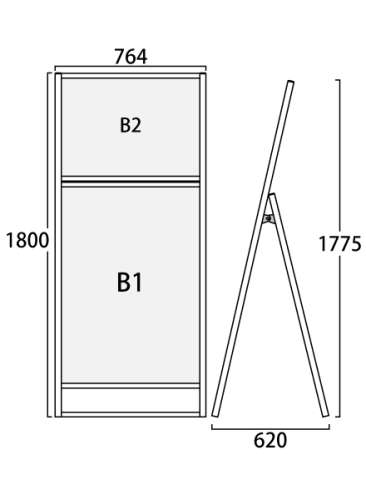 ブラックフラットオープンスタンド看板コンビ B2B1 片面 BFOSKC-B2B1K(BFOSKC-B2B1K)_2